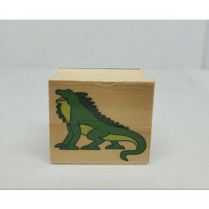 Happy Iguana Wooden Rubber Stamp Animal Fun Collectible Mint Condition Rare